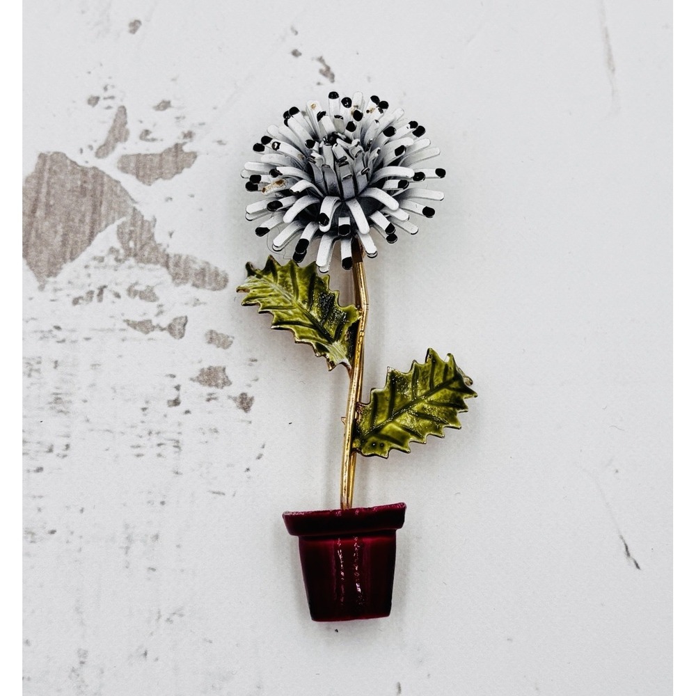 Vintage Corocraft Signed Flower Pin Brooch Enamel Layered Petals Garden Retro